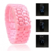 Digital Lava Style Blue LED Sports Faceless Watch For Women